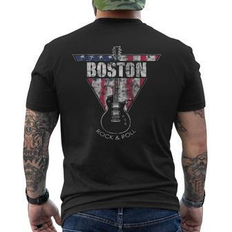 Boston Souvenir Vintage American Flag Guitar Player Rock Fan Mens Back Print T-shirt - Seseable