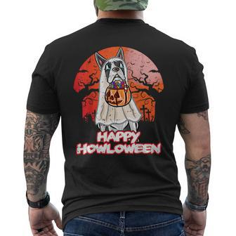 Boston Terrier Happy Halloween Costume Ghost Men's T-shirt Back Print - Monsterry AU