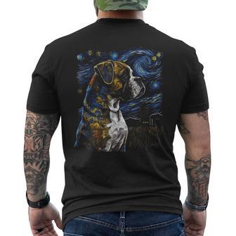 Boxer Dog Starry Night Dogs Lover Graphic Men's T-shirt Back Print - Monsterry AU