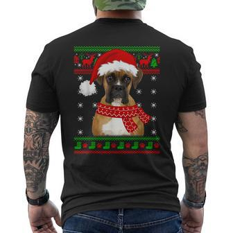 Boxer Dog Ugly Sweater Christmas Puppy Dog Lover Men's T-shirt Back Print | Mazezy