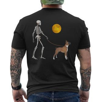 Boxer Skeleton Dog Walking Halloween Costume Men's T-shirt Back Print - Monsterry