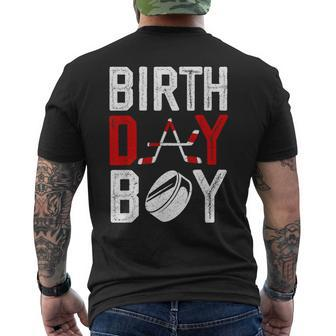 Boy Birthday Party Decorations Hockey Winter Sports Fans Men's T-shirt Back Print - Seseable