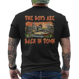 The Boys Are Back In Town Scary Halloween Town Spooky Season Men's T-shirt Back Print | Mazezy