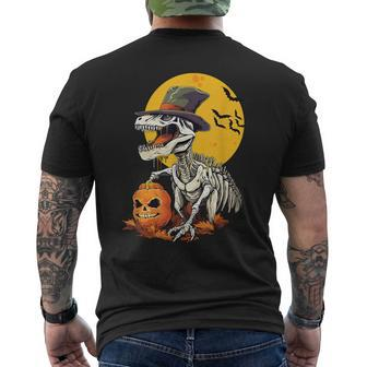 Boys Creepy Skeleton Dinosaur T Rex Halloween Men's T-shirt Back Print - Seseable