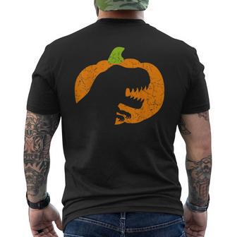 Boys Halloween Pumpkin T-Rex Dinosaur Silhouette Men's T-shirt Back Print - Thegiftio UK
