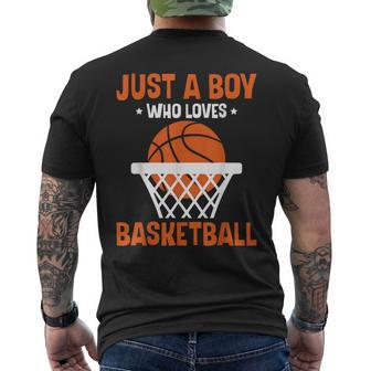 Boys Just A Boy Who Loves Basketball Bball Men's T-shirt Back Print - Thegiftio UK