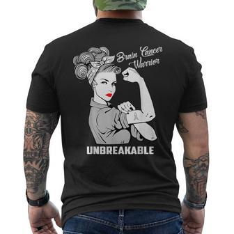 Brain Cancer Warrior Unbreakable Awareness Men's T-shirt Back Print | Mazezy