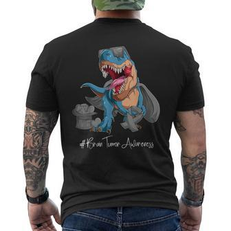 Brain Tumor Awareness Month Gray Ribbon Trex Mens Back Print T-shirt - Seseable
