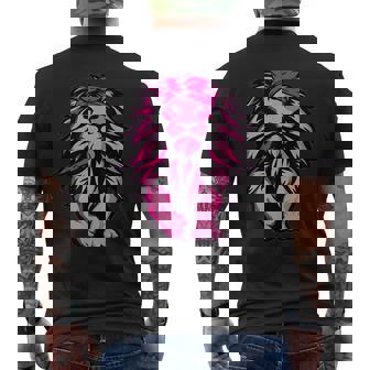 Breast Cancer Awareness Lion Pink Bandana Survivor Warrior Men's T-shirt Back Print | Mazezy