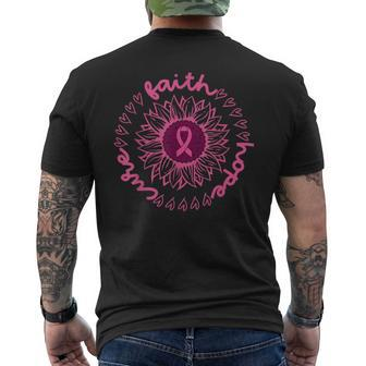 Breast Cancer Awareness Month Pink Ribbon Faith Hope Cure Men's T-shirt Back Print | Mazezy