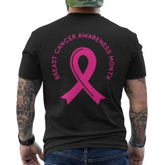 Breast Cancer Awareness Pink Ribbon Support Squad Cancer Men's T-shirt Back Print - Seseable