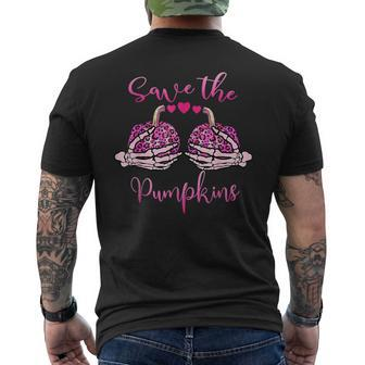 Breast Cancer Awareness Save Your Pumpkins Halloween Men's T-shirt Back Print | Mazezy