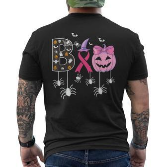 Breast Cancer Boo Halloween Breast Cancer Awareness Men's T-shirt Back Print - Thegiftio UK