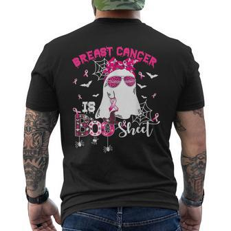 Breast Cancer Is Boo Sheet Cool Ghost Pink Ribbon Halloween Men's T-shirt Back Print - Seseable