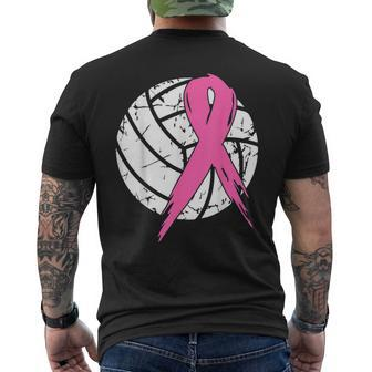 Breast Cancer Pink Ribbon Volleyball Awareness Costume Men's T-shirt Back Print - Seseable