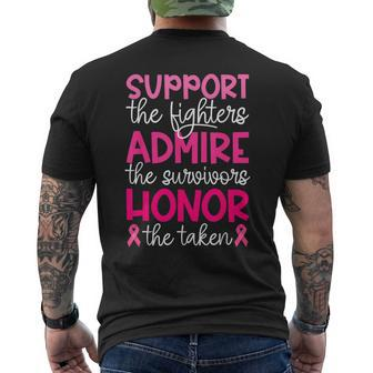 Breast Cancer Support Admire Honor Breast Cancer Awareness Men's T-shirt Back Print - Seseable