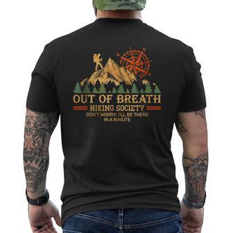 Out Of Breath Hiking Society Dont Worry Hiking Moutains Mens Back Print T-shirt | Mazezy