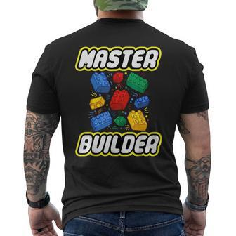 Brick Builder Master Builder Blocks Building Kids Mens Back Print T-shirt - Seseable