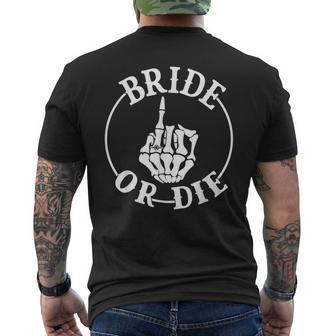 Bride Or Die Skull Halloween Themed Bachelorette Party Gift Mens Back Print T-shirt - Seseable