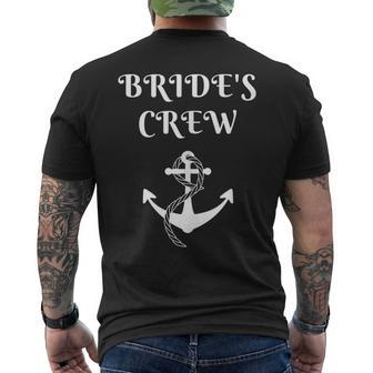 Brides Crew White Font And Anchor Nautical & Wedding Mens Back Print T-shirt | Mazezy