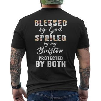 Brister Name Gift Blessed By God Spoiled By My Brister Mens Back Print T-shirt - Seseable