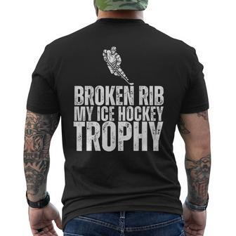 Broken Rib My Ice Hockey Trophy Injury Survivor Men's T-shirt Back Print | Mazezy