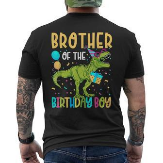 Brother Of The Birthday Boy Family Matching Dinosaur Squad Mens Back Print T-shirt - Seseable