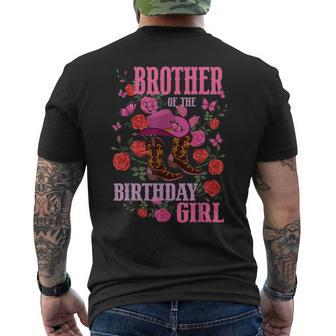 Brother Of The Birthday Girl Cowgirl Boots Pink Matching Funny Gifts For Brothers Mens Back Print T-shirt | Mazezy AU