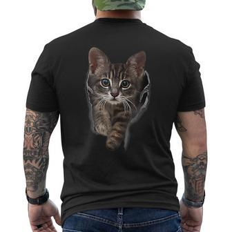 Brown-Kitten Staring-Cute Cats Men's T-shirt Back Print | Mazezy