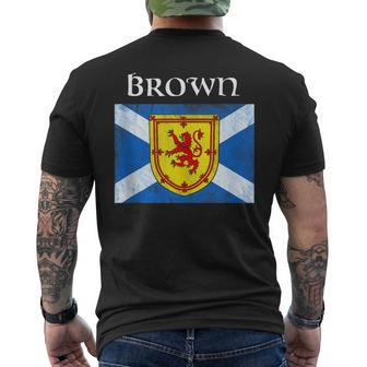 Brown Scottish Clan Name Gift Scotland Flag Festival Brown Funny Gifts Mens Back Print T-shirt | Mazezy