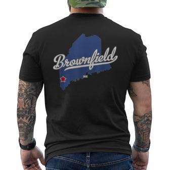 Brownfield Maine Me Map Men's T-shirt Back Print | Mazezy