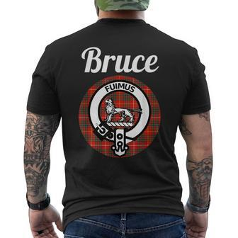 Bruce Clan Scottish Name Coat Of Arms Tartan Mens Back Print T-shirt | Mazezy
