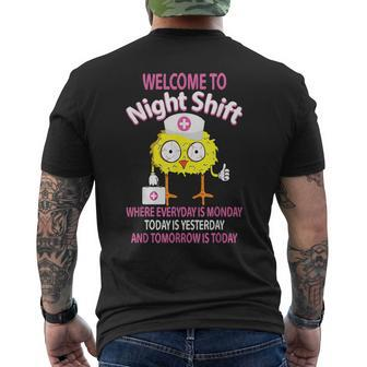 Bsn Lpn Cna Funny Nursing Chick Welcome To Night Shift Nurse Mens Back Print T-shirt - Seseable