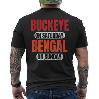 Buckeye On Saturday Bengal On Sunday Cincinnati Funny Gift Mens Back Print T-shirt | Mazezy