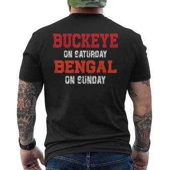 Buckeye On Saturday Bengal On Sunday Mens Back Print T-shirt | Mazezy