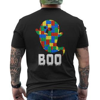 Building Blocks Ghost Boo Master Builder Halloween Boys Men's T-shirt Back Print - Monsterry