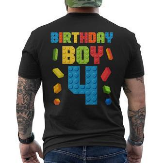 Building Bricks 4Th Birthday Boy 4 Four Year Master Builder Men's T-shirt Back Print