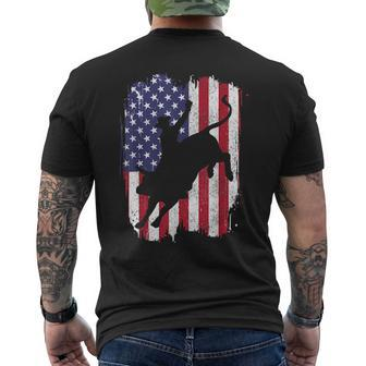 Bull Riding American Flag Rodeo Patriotic Bull Rider Gift Patriotic Funny Gifts Mens Back Print T-shirt | Mazezy
