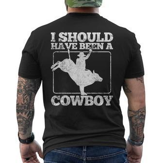 Bull Riding Cowboy Bull Rider Rodeo Men's T-shirt Back Print - Seseable