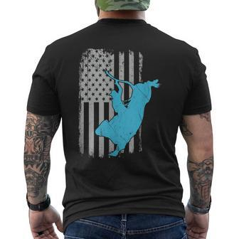 Bull Riding Rodeo Cowboy Vintage Us American Flag Rodeo Funny Gifts Mens Back Print T-shirt | Mazezy
