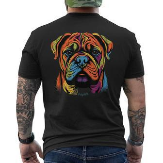 Bullmastiff Mom Or Dad Colorful Puppy Dog Lover Cute Black Mens Back Print T-shirt - Seseable