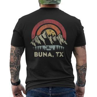 Buna Texas Mountain Sunset Sunrise Kayaking Men's T-shirt Back Print | Mazezy