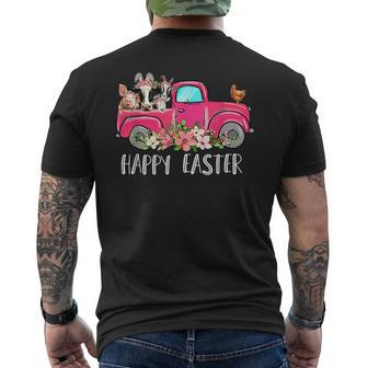 Bunny Cow Truck Animal Farming Lover Farmer Happy Easter Day Men's Back Print T-shirt | Mazezy