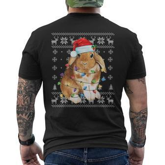 Bunny Rabbit Christmas Ugly Sweater Xmas Tree Decor Men's T-shirt Back Print | Mazezy