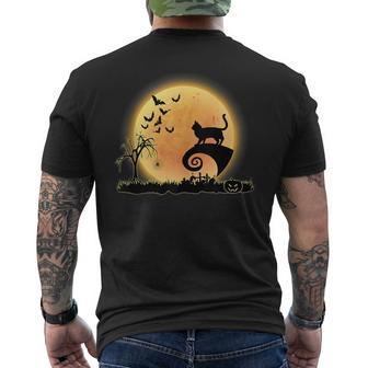 Burmese Cat Scary And Moon Funny Kitty Halloween Costume Mens Back Print T-shirt | Mazezy