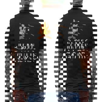 Burning Calories Campfire Marshmallows Funny Camping Smores Mens Back Print T-shirt - Thegiftio