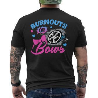 Burnouts Or Bows Gender Reveal Baby Announcement Mens Back Print T-shirt - Monsterry CA