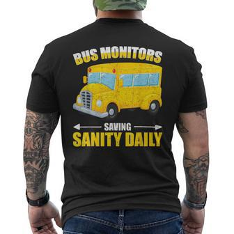 Bus Monitors Saving Sanity Daily School Bus Monitor Men's T-shirt Back Print | Mazezy