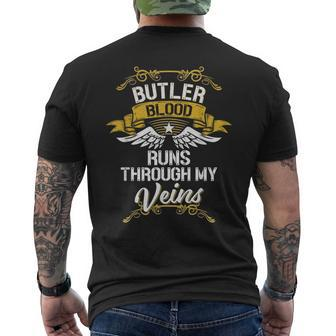 Butler Blood Runs Through My Veins Men's T-shirt Back Print | Mazezy