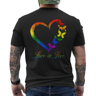 Butterfly Heart Rainbow Love Is Love Lgbt Gay Lesbian Pride Mens Back Print T-shirt - Thegiftio UK